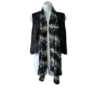 Alberto Makali Women’s Black and Gray Snakeskin Vest w/Drape Front Insert-Medium